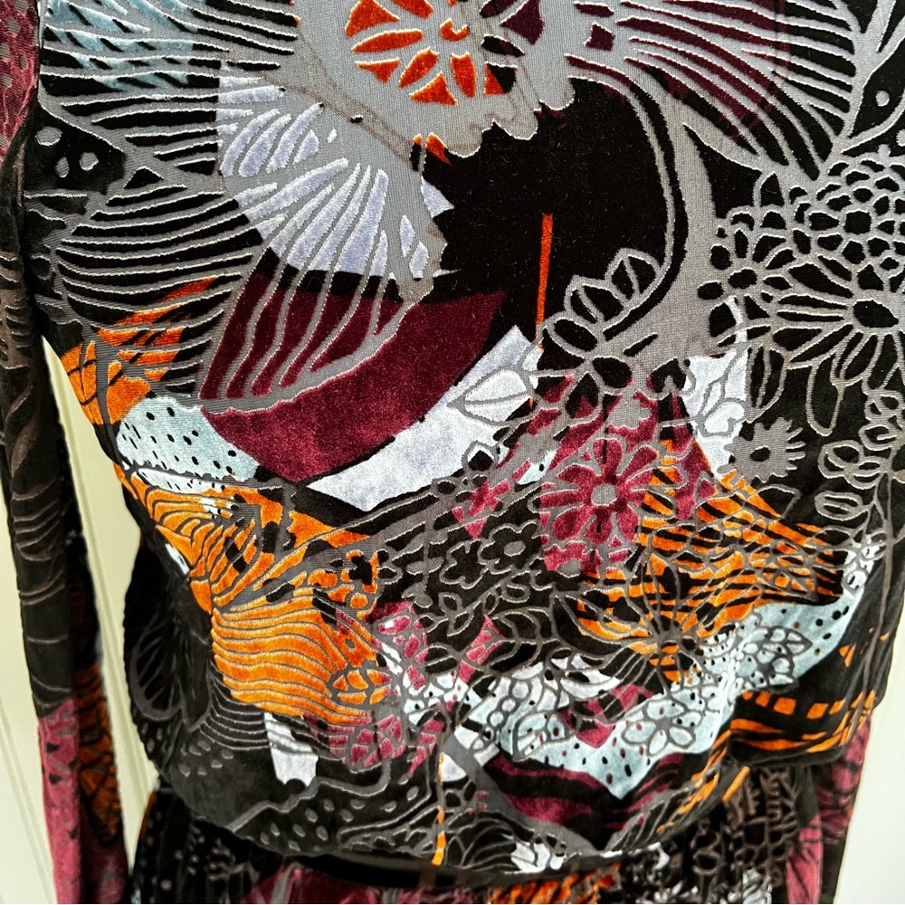 Free People Burnout Velvet Mock Neck Open Back Floral Mini Dress - Picture 3 of 10